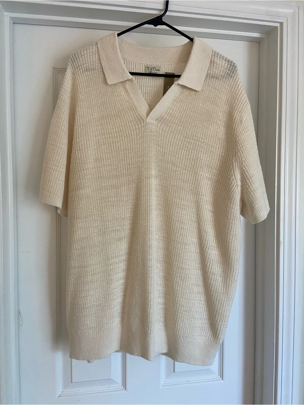 J. Crew Men's Crewneck Polo Sweater in Cream